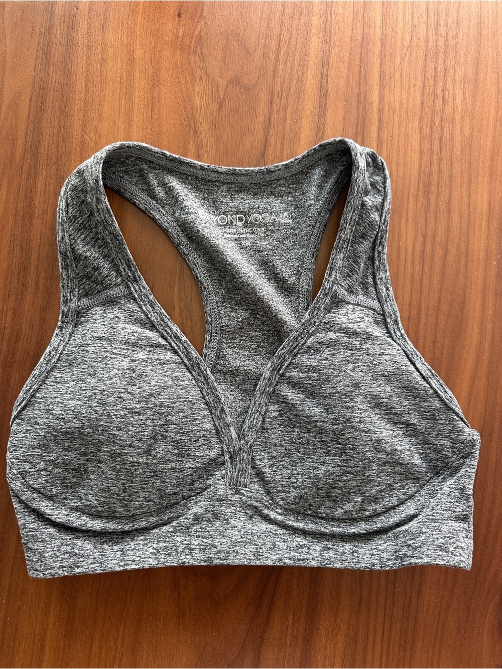 Beyond Yoga Gray Heather Racerback Sports Bra